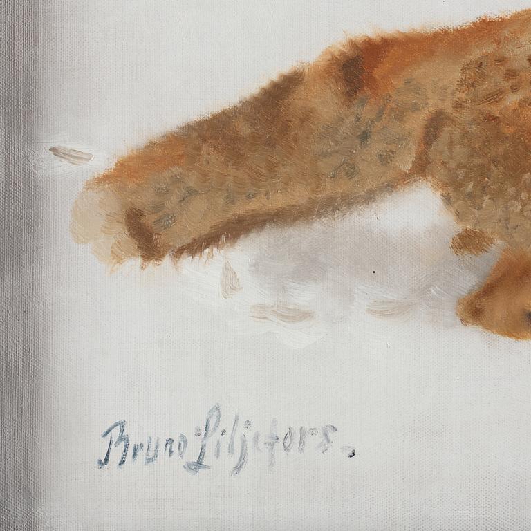 Bruno Liljefors, Vinterlandskap med räv och flyende orrhöna.