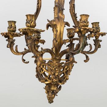 A NEO ROCOCO BRASS CHANDELIER 1860'S.