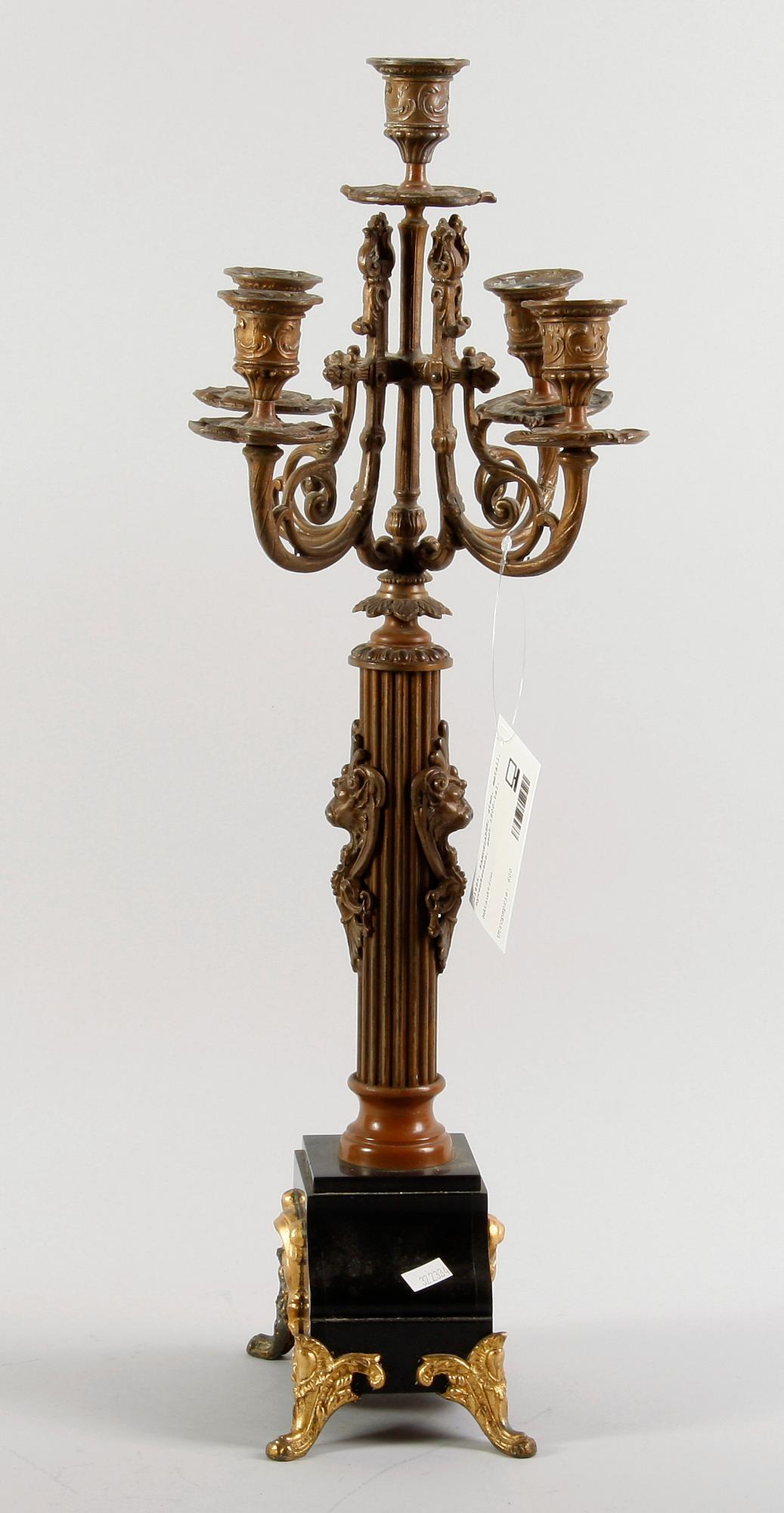 KANDELABER, sten, metall, nyrenässans, sent 1800-tal.