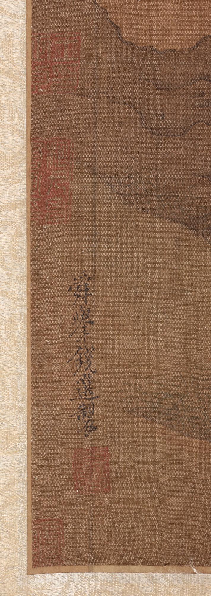 RULLMÅLNING, landskap med fjärilar och insekter i Qian Xuans (1235-1305) efterföljd, Qing dynastin 1800-tal.
