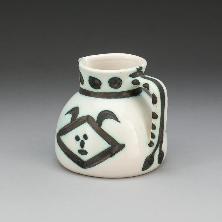 A Pablo Picasso 'Têtes' pitcher, Madoura, Vallauris, France 1956.