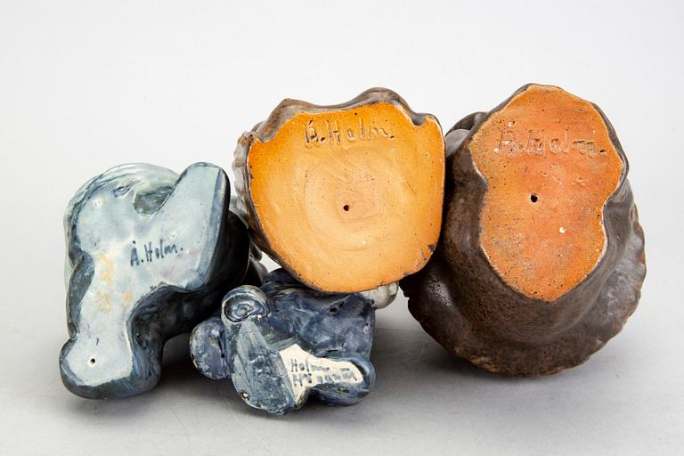 Åke Holm, 4 ceramic figurines, Höganäs, Sweden.