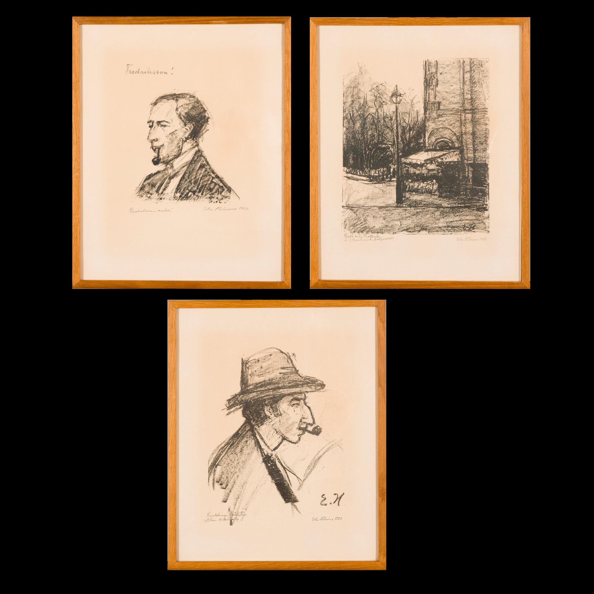 ESTER HELENIUS, 3 litografier ur mappen "La Rotonde", signerade och daterade 1920.