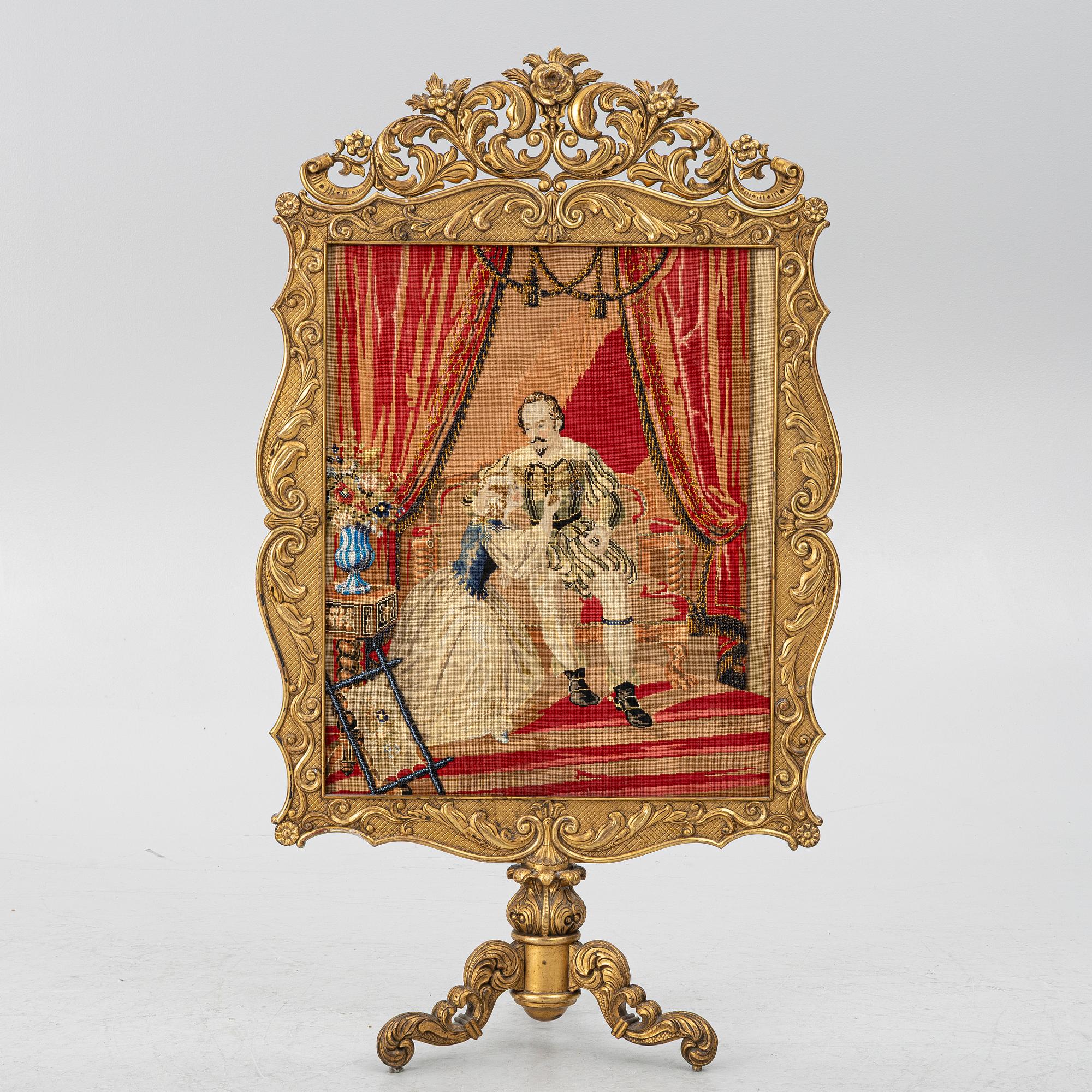 Brass shade, Rococo style, late 19th century.