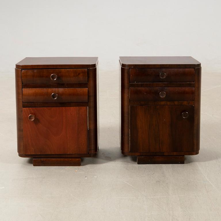 Bedside tables, a pair, Art Deco, first half of the 20th century.
