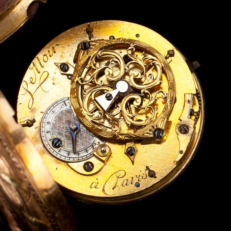 FICKUR, Le Noir, Paris 3-färgsguld, kring sekelskiftet 17/1800.