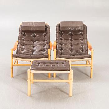 Bror Boije, a set of two armchairs and one footrest "Junker" for DUX from the second half of the 20th century.