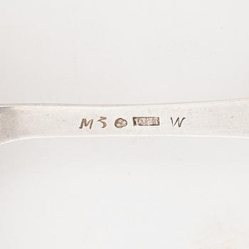 Skedar, 6 st, silver, olika mästare, bl.a. Johan Petter Molér, Visby, 1813. Karl Johan.