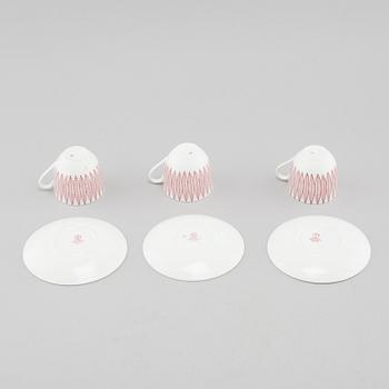 STIG LINDBERG, kaffekoppar med fat, 12 st, benporslin, "Salix", Gustavsberg.