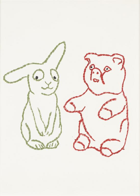 Marianne Lindberg De Geer, chalk on paper, 1999, signed verso.