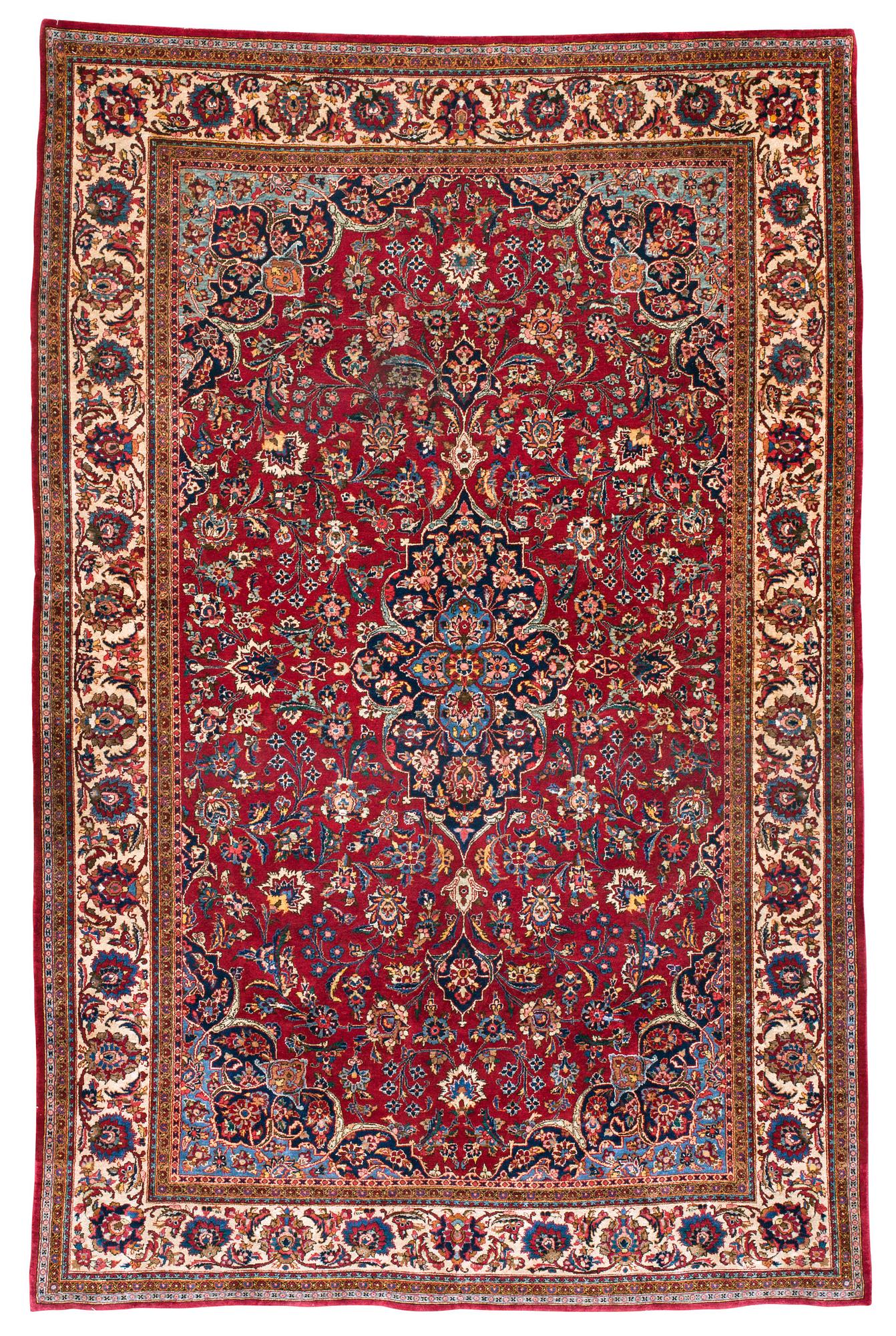 SEMI-ANTIQUE SILK KASHAN. 208,5 x 136 cm.