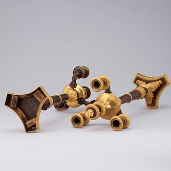 A pair of  Empire early 19th century four-light candelabra.