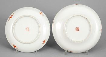 FAT SAMT TALLRIKAR, 7 st, porslin, Kina 1800-1900-tal.