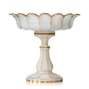 525. A large French opalin glass tazza, 1830/1840's.