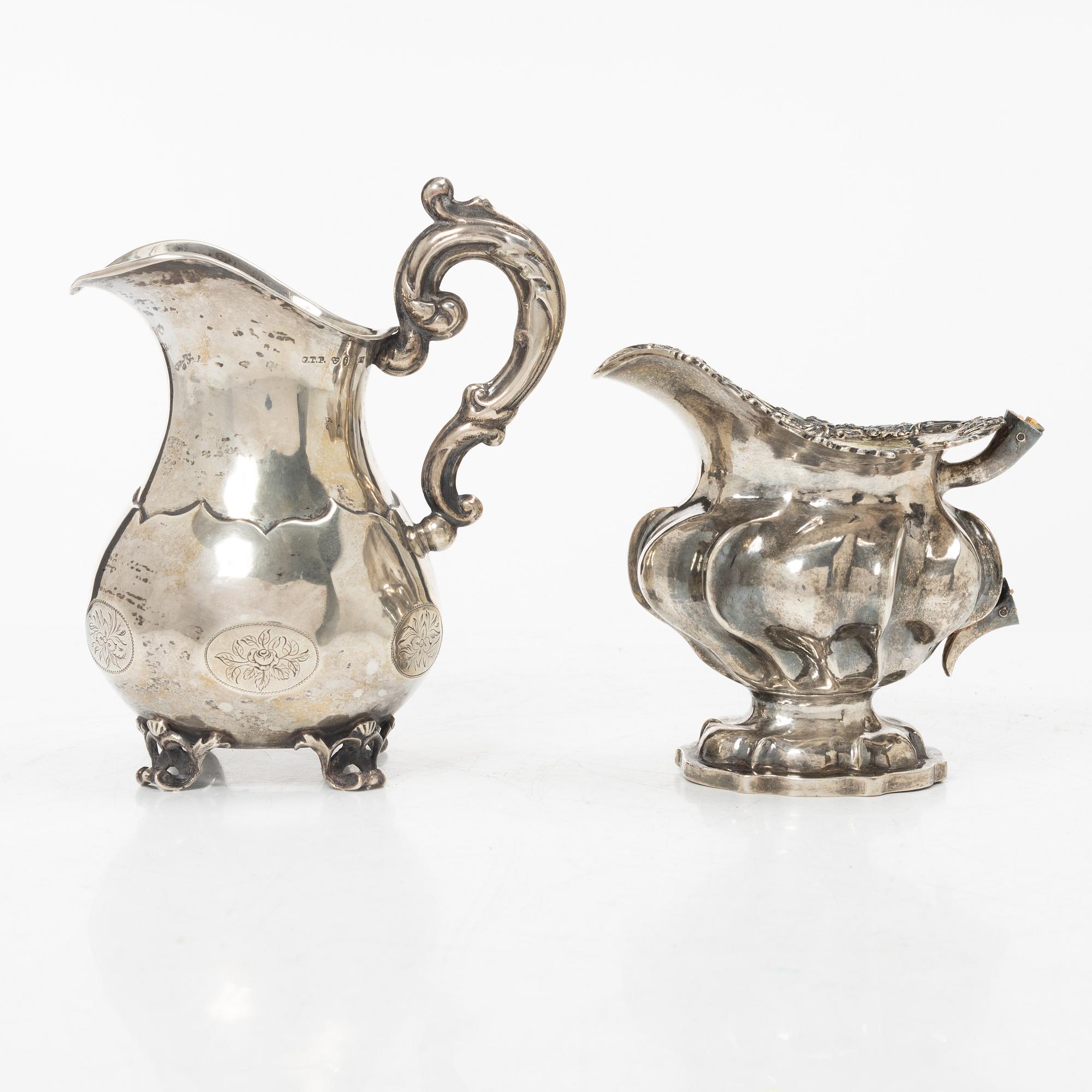 Nyrokoko, 1820, Creamers, 2 pcs, silver, GT Folcker, Stockholm 1857, respectively Moscow, Russia 1844.