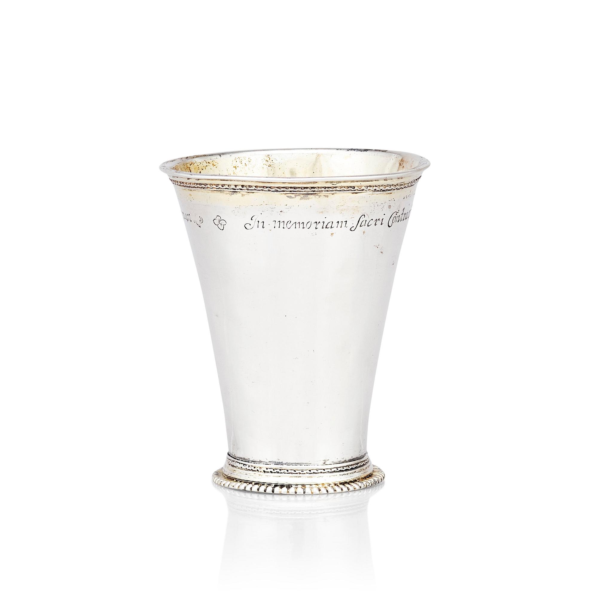 A Swedish 18th century parcel-gilt silver beaker, mark of Abraham Wirgman, Göteborg, 1722.