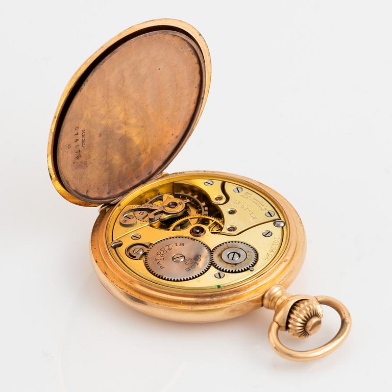 Pocket watch, Zenith, 18K gold, hunter, 52 mm.