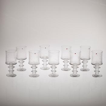 DRICKSGLAS, 9 st, "Jubileums-Festivo" samt DRICKSGLAS, 6 st, "Senatorn" design Timo Sarpaneva, Iittala, 1980-tal.