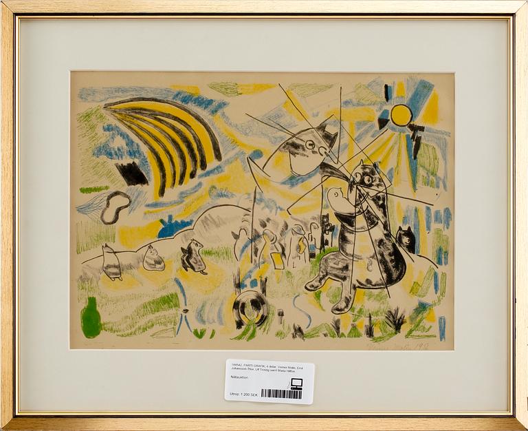 PARTI GRAFIK, 4 delar. Verner Molin, Emil Johansson-Thor, Ulf Trotzig samt Maria Hillfon.