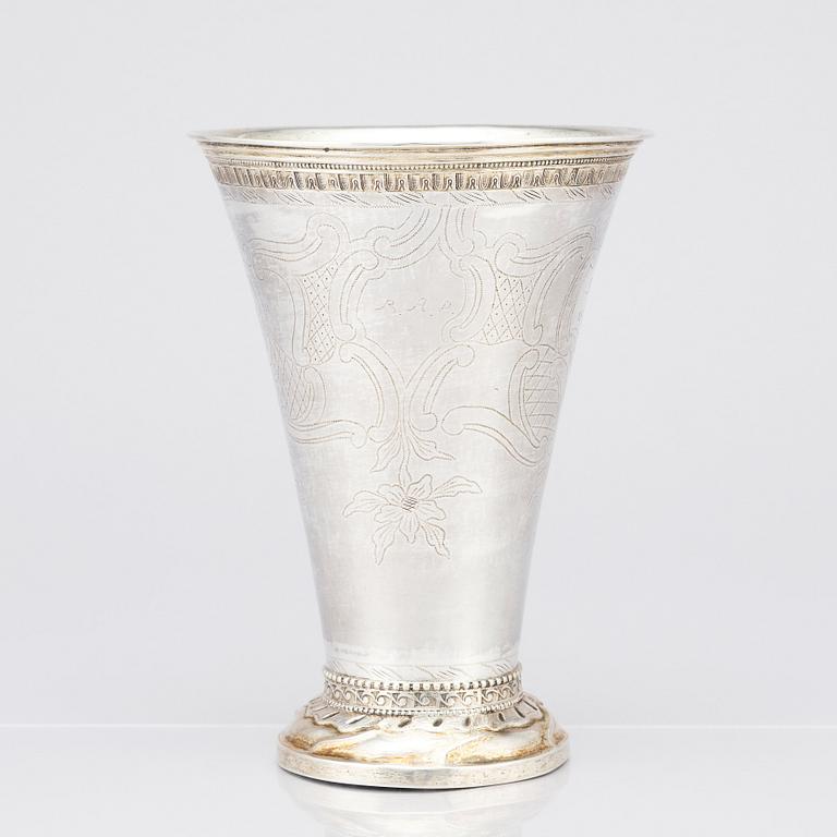A Swedish 18th Century parcel-gilt silver beaker, mark of Erik Enander, Uppsala 1786.