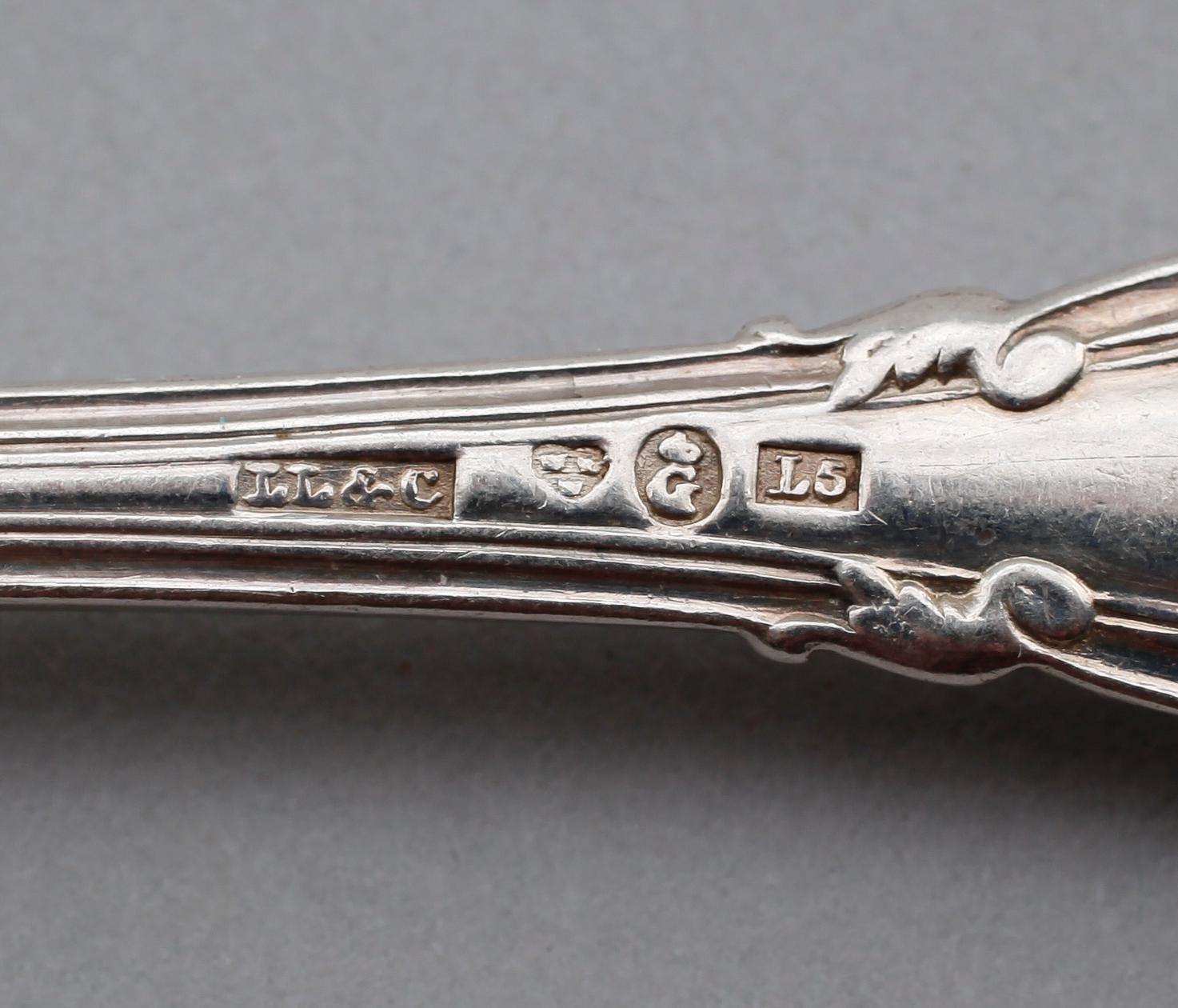 BESTICK, 18 delar, silver, svenska stämplar, 1800-tal. Vikt ca 639 gram.
