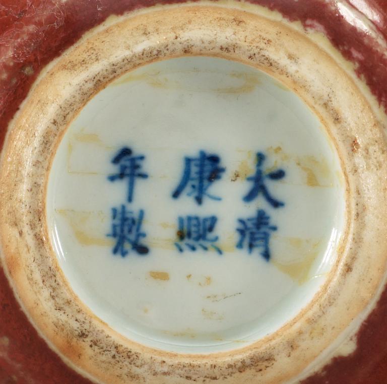 A sang de boef glazed vases, Qing dynasty.