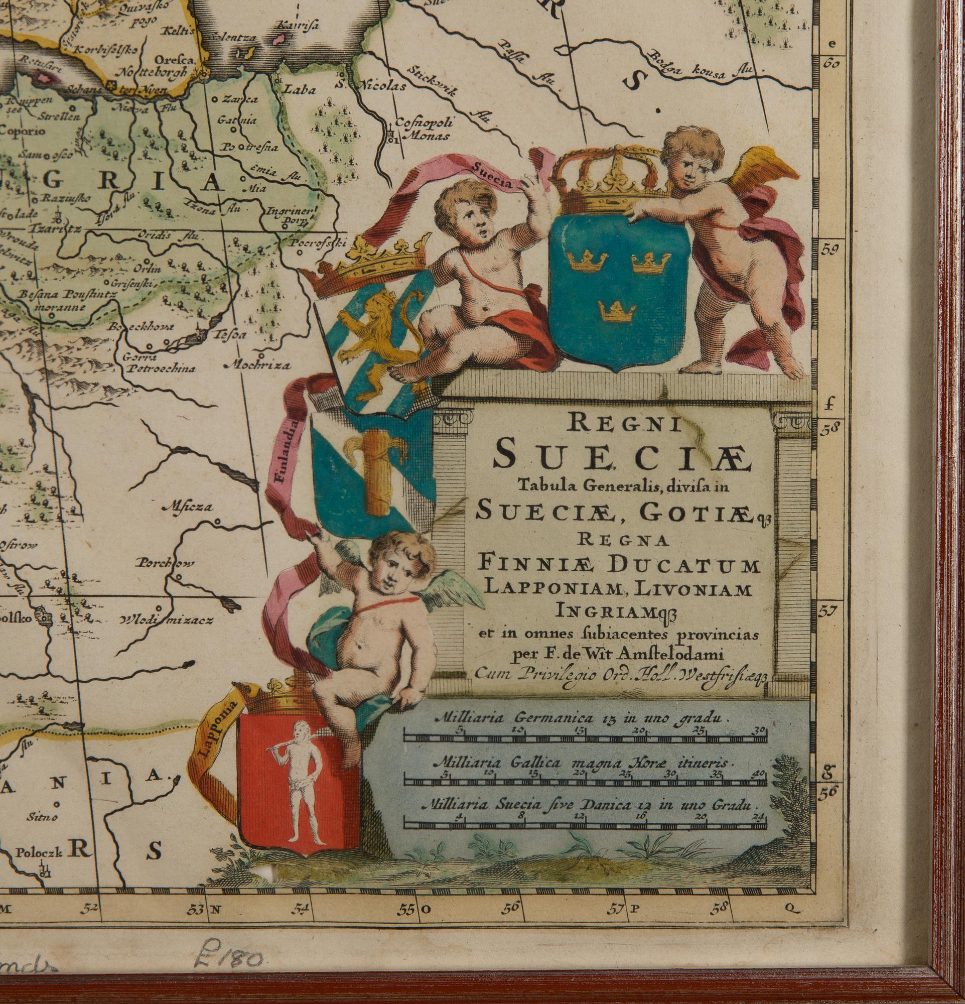 KARTA, handkolorerad kopparstick, Frederik de Wit, 1600-tal.