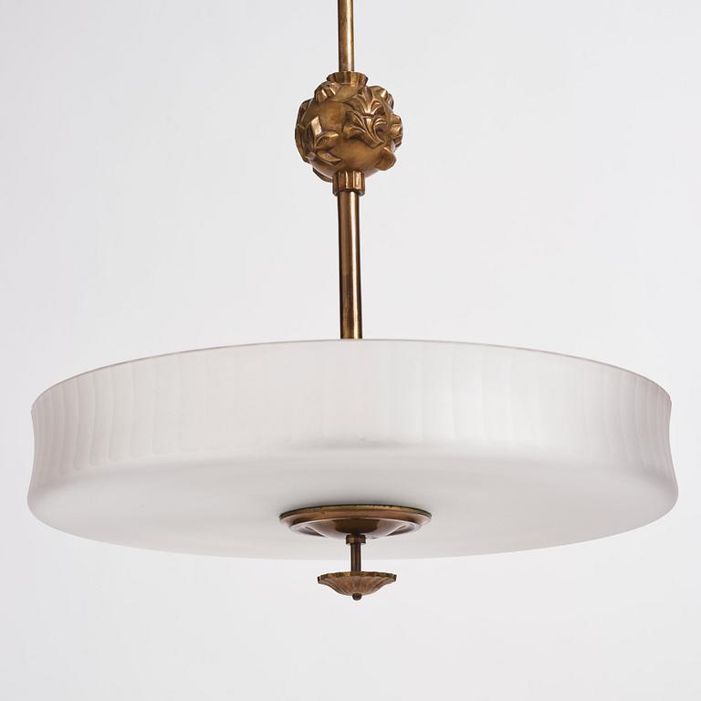 Elis Bergh, a ceiling lamp, Kosta glassworks, Sweden, this model exhibited at the Stockholm Exhibition in 1930.