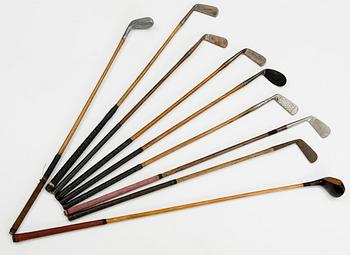 Nine golf clubs, Great Britain, early 1900s.