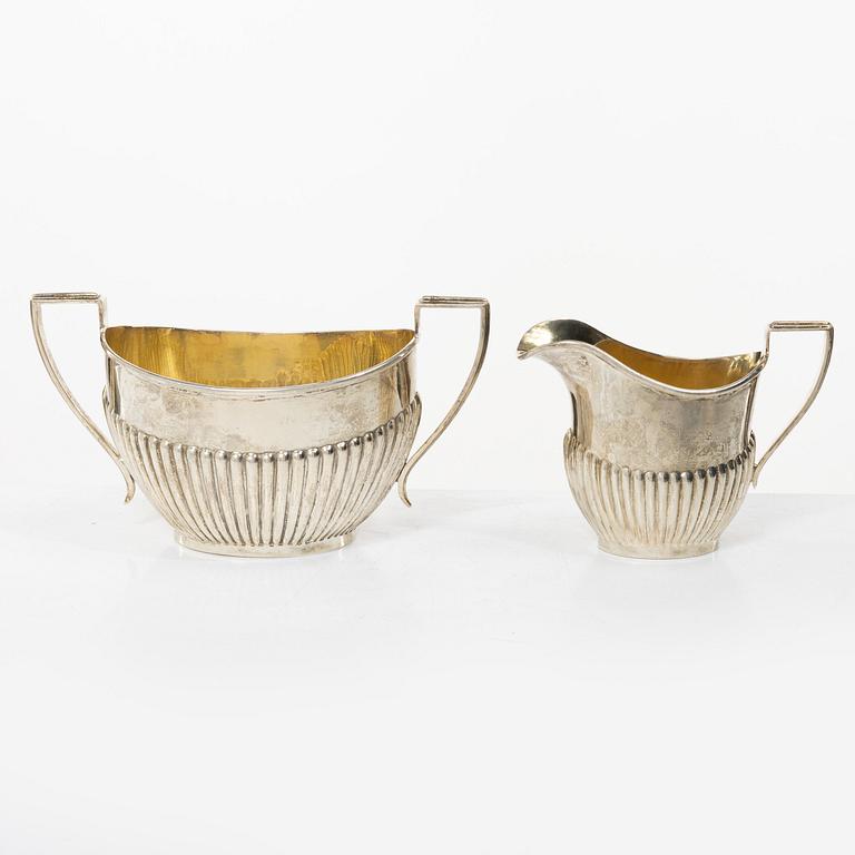 Kaffe- och teservis, 4 delar, silver, empirestil, AC Bloxham Ltd, Birmingham 1925.