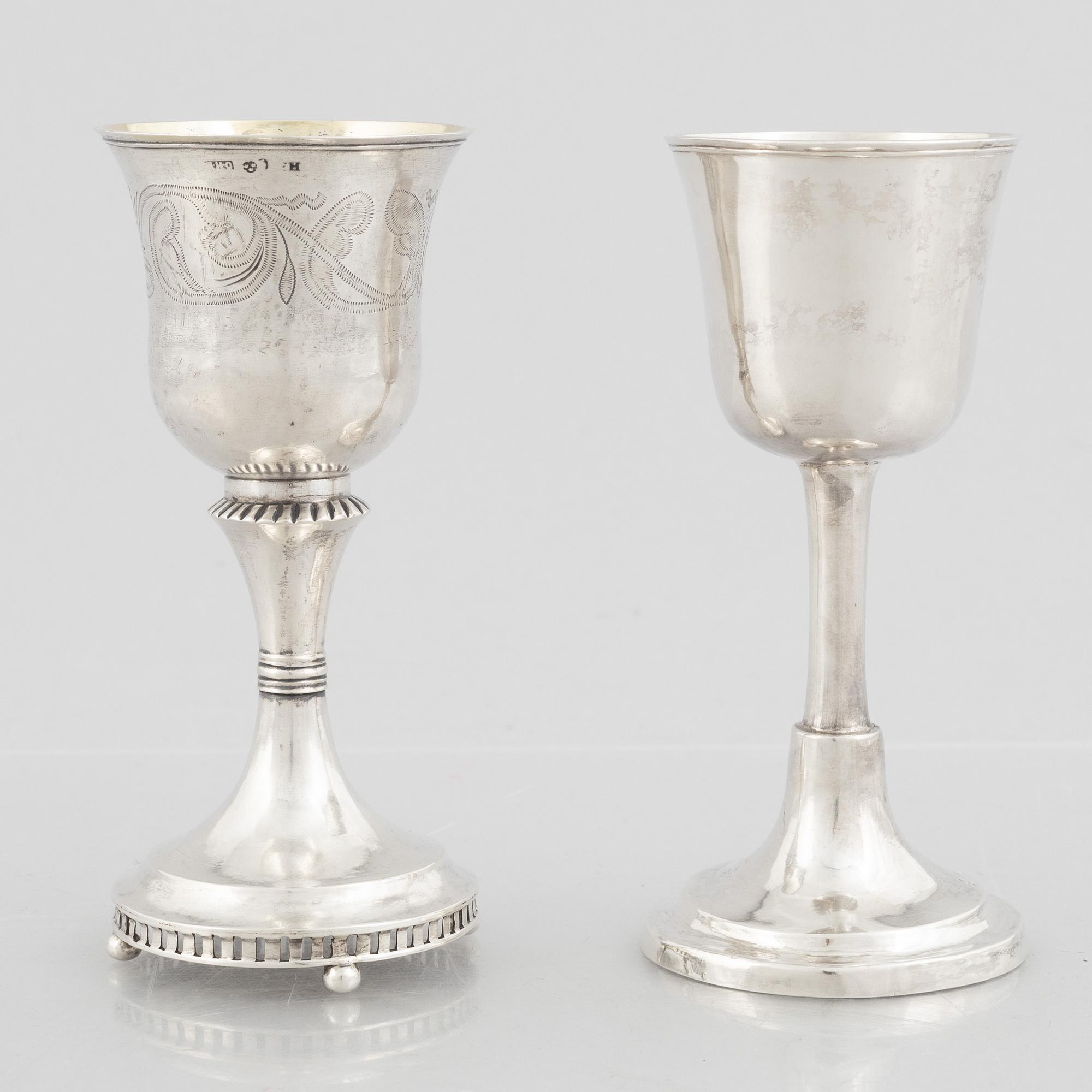 Supkalkar, 2 st, silver, Sverige, 1800-talets början.