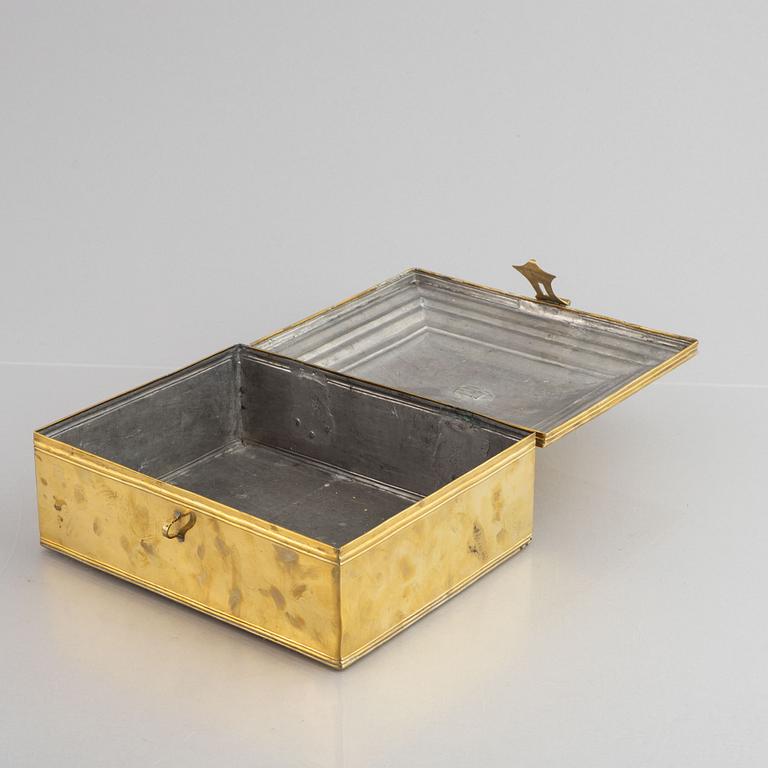 A Northern-European brass casket, dated 1778.