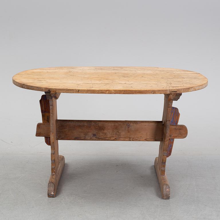 A swedish pine trestle table 18/19th century.