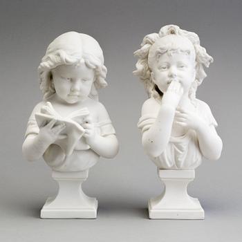 A PAIR OF PARIAN BUSTS, Gustafsberg ca 1900.