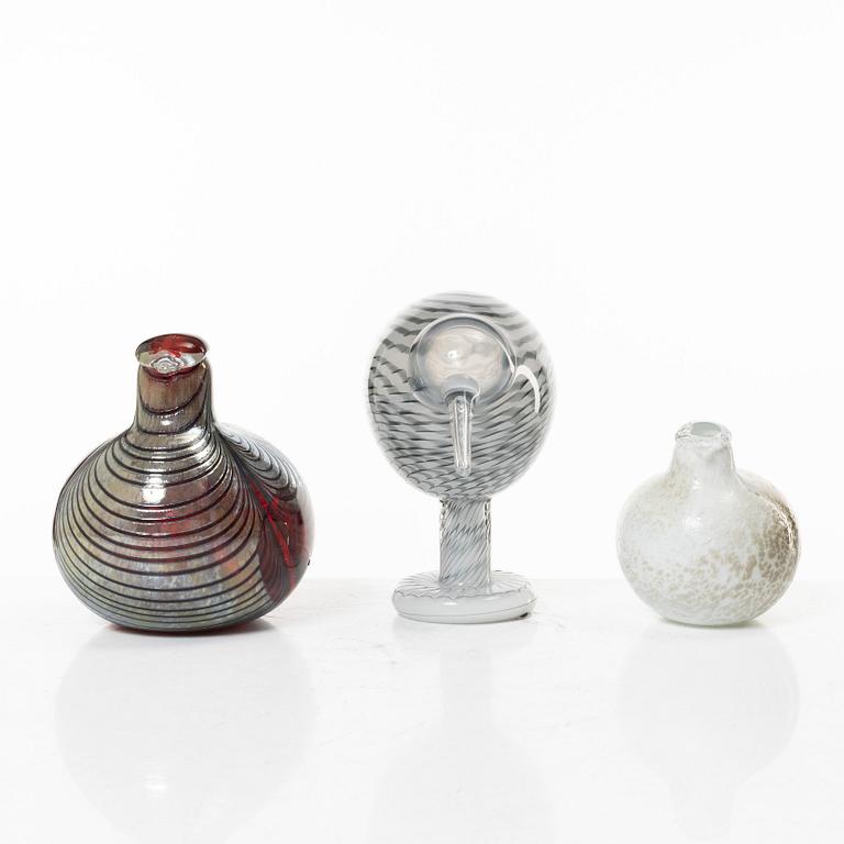 Oiva Toikka, three glass birds, Nuutajärvi, Iittala, Fialand.