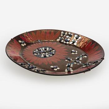 Birger Kaipiainen, dekorationsfat, stengods, signerat Kaipiainen Arabia Finland.