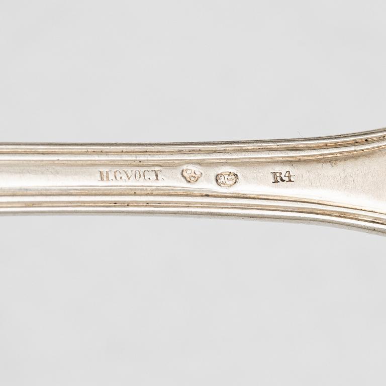Six Swedish silver spoons, mark of HG Vogt, Kristianstad, 1847.