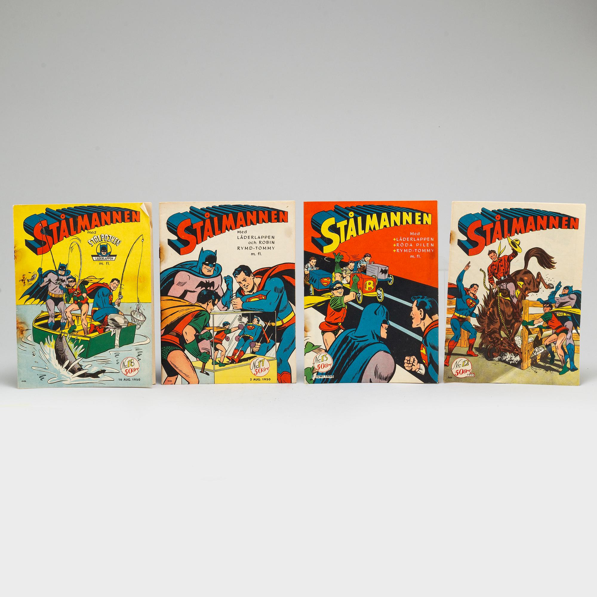 27 'Stålmannen' & 'Läderlappen' magazines, 1949-1951.