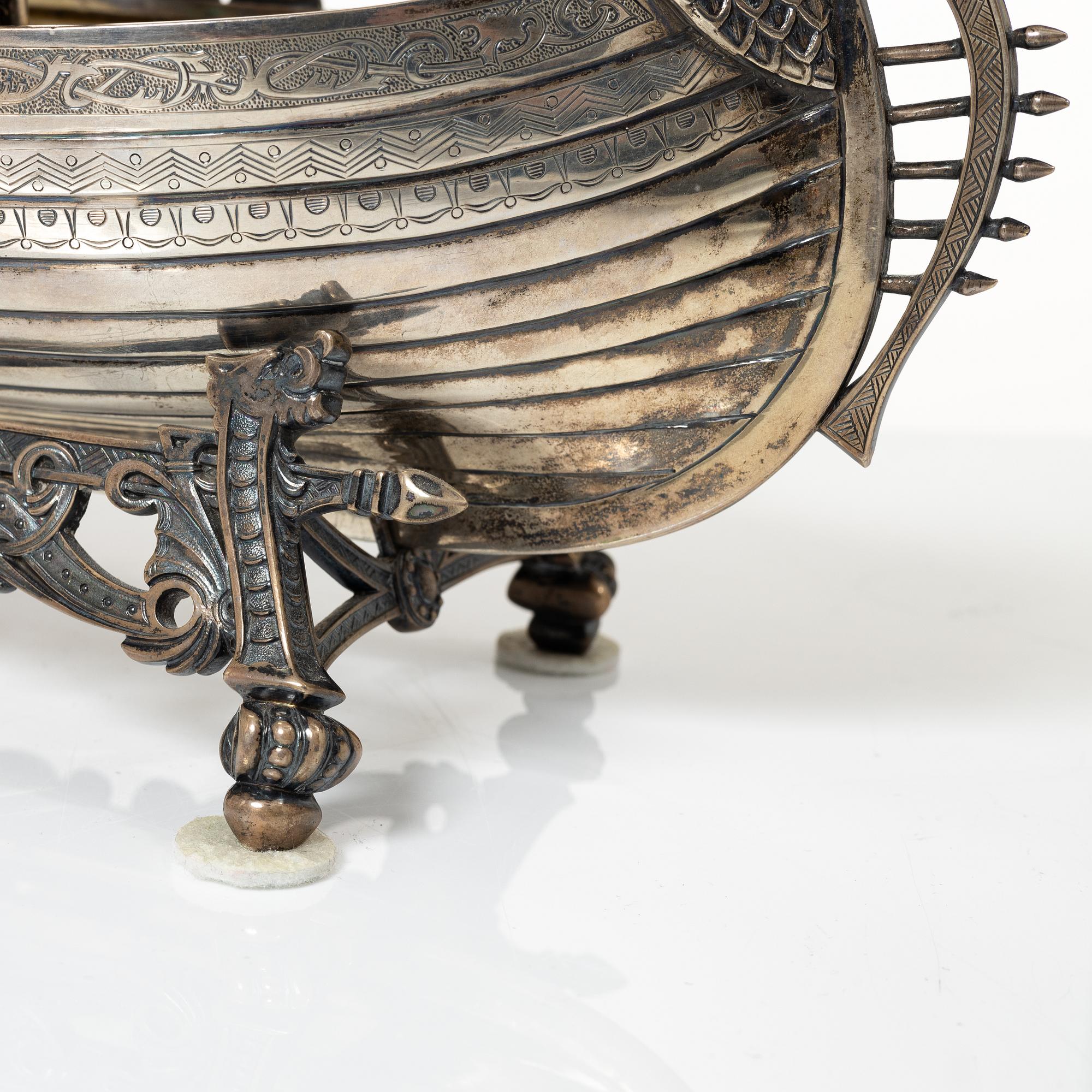 Karl Anderson, a silver viking ship figurine, Stockholm 1905.