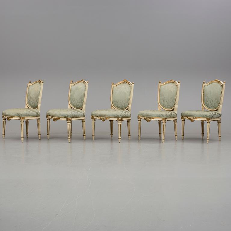 STOLAR, 5 st. Gustavianska. Samtliga med Stockholms stolmakareämbetets sigill, 1700-talets andra hälft.