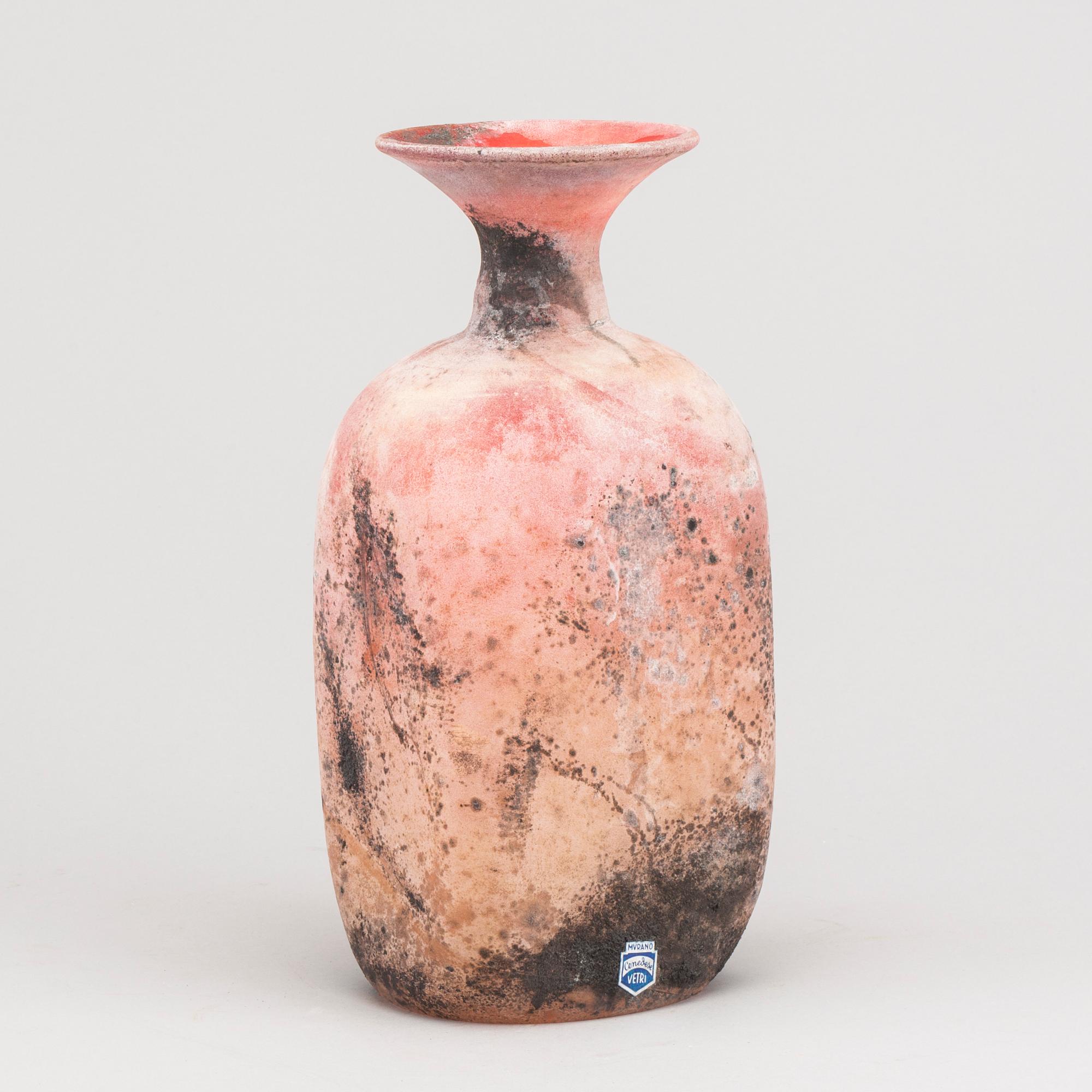 A MURANO GLASS LAMP BASE.
