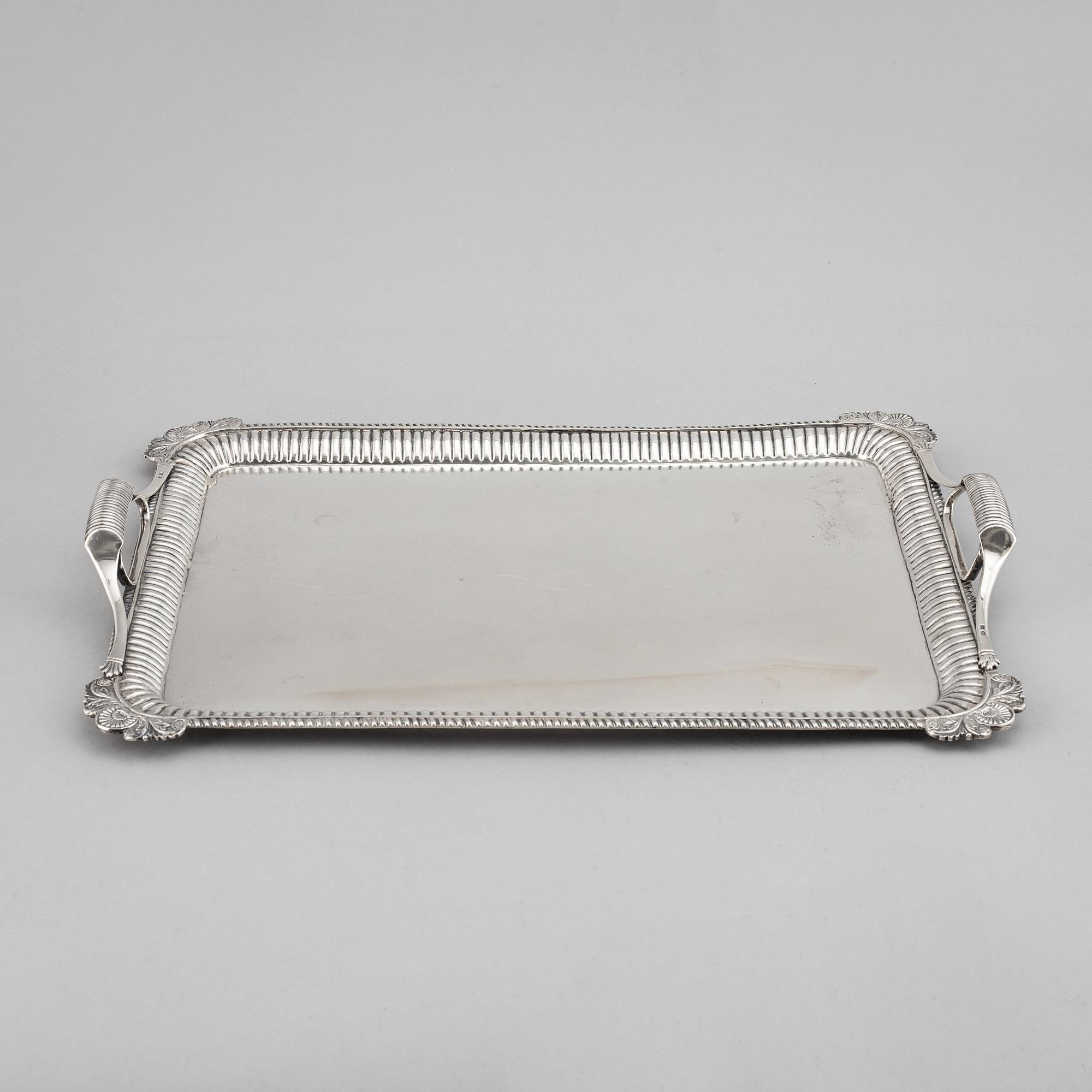 A Russian 19th century silver tray, mark of Gustav Lindroos, Moscow 1826.
