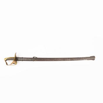 A Swedish cavalry sabre 1854 pattern with scabbard.