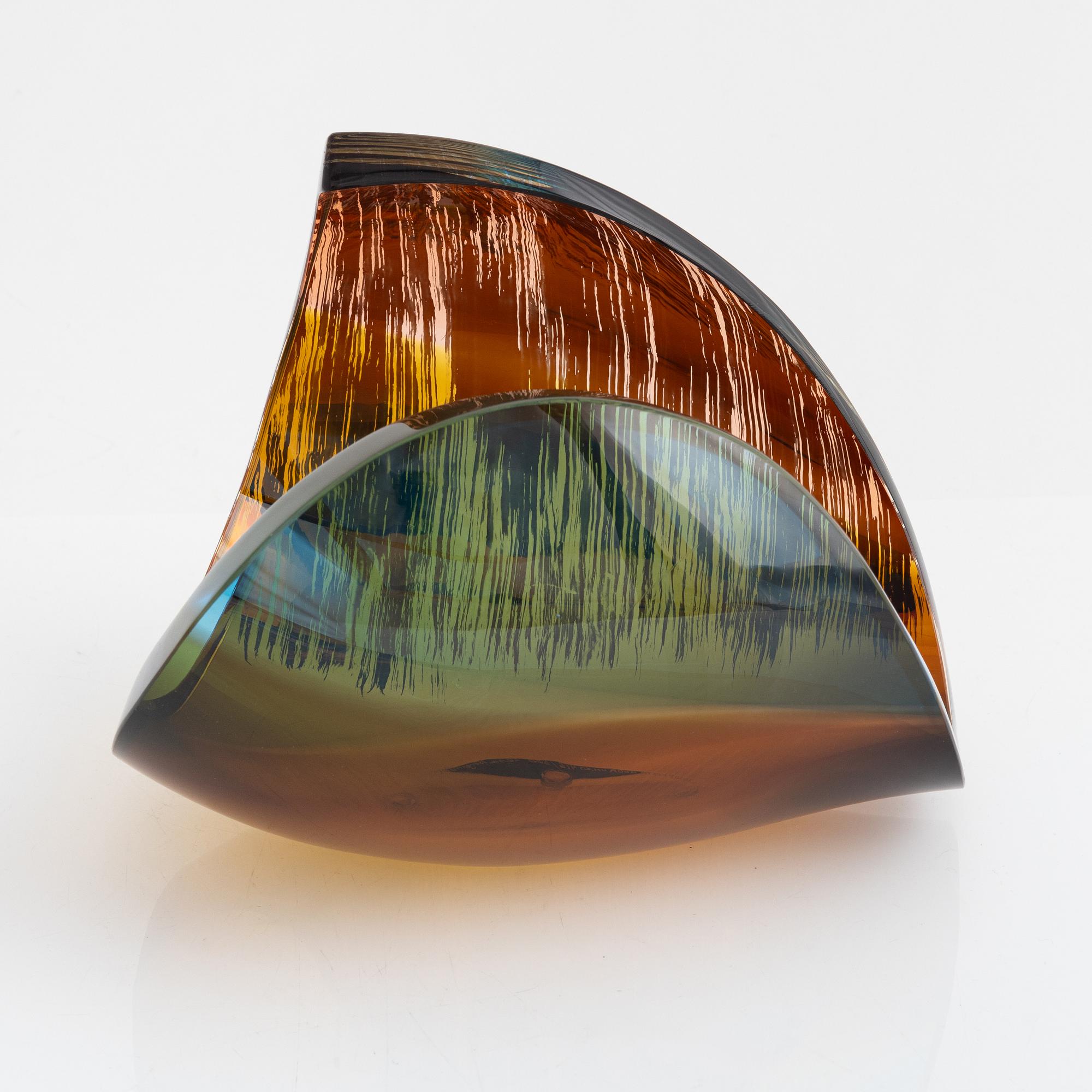 Lena Bergström, a glass sculpture, 'Saturnus' from the series 'Planets', Kosta Boda, Sweden.