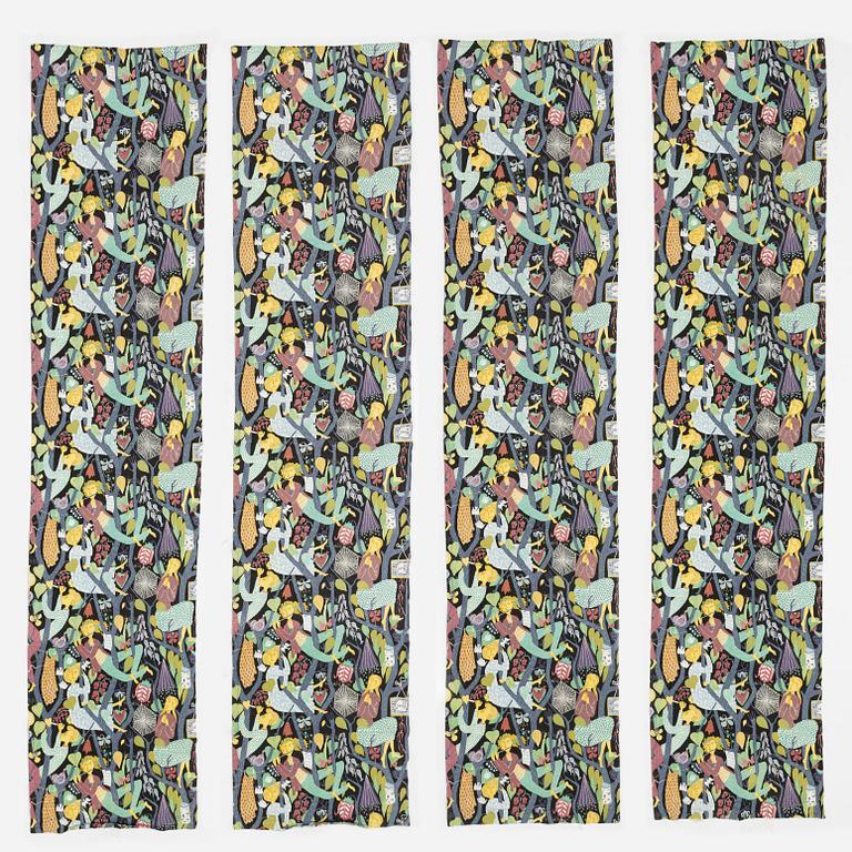 Stig Lindberg, gardiner, 4 st, "Melodi".