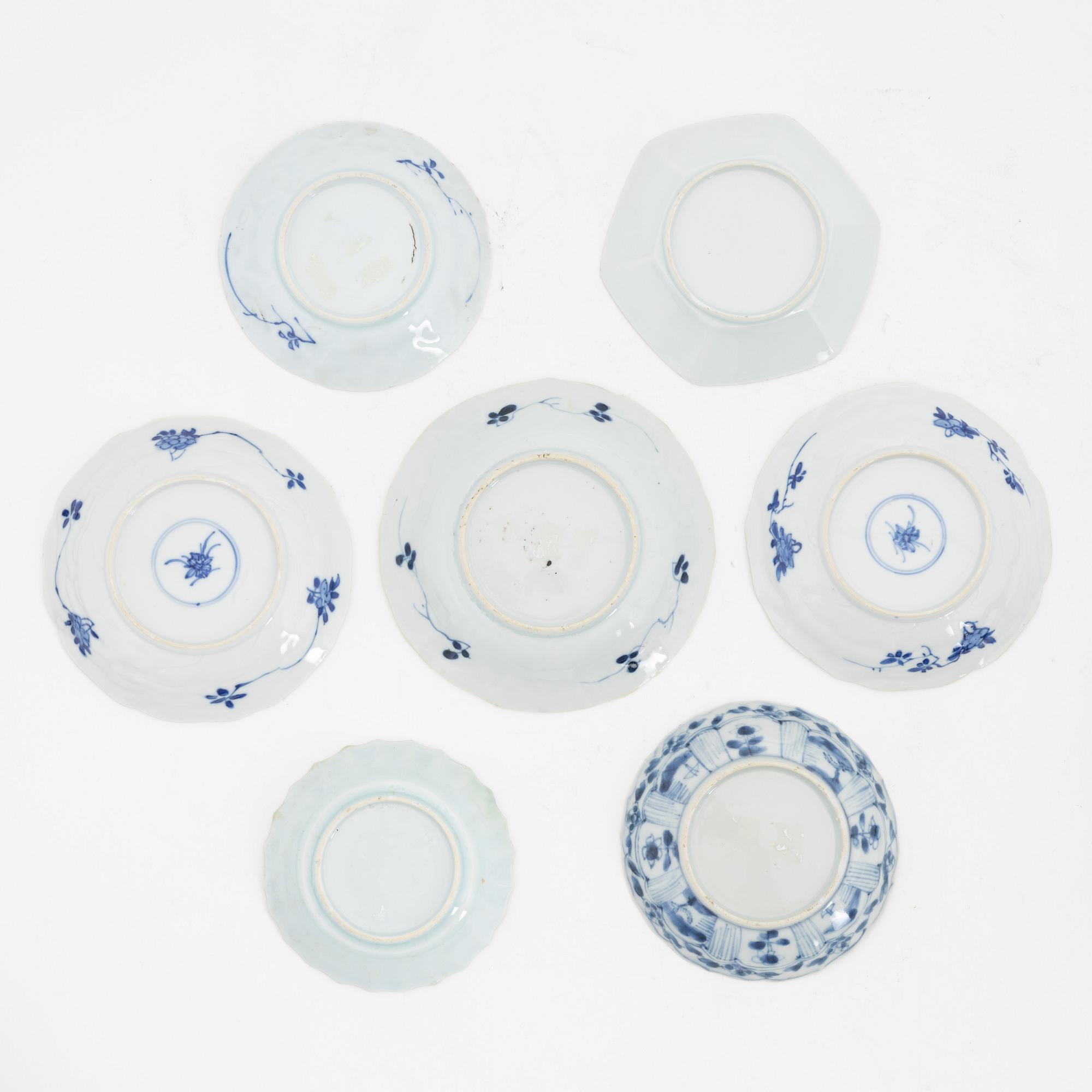A group of seven cups with saucers, Qing dynasty, Kangxi (1662-1722).