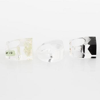 Siv Lagerström, three rings, acrylic plastic. 1970s.