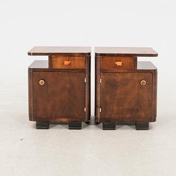 Bedside tables, a pair from the first half of the 20th century.