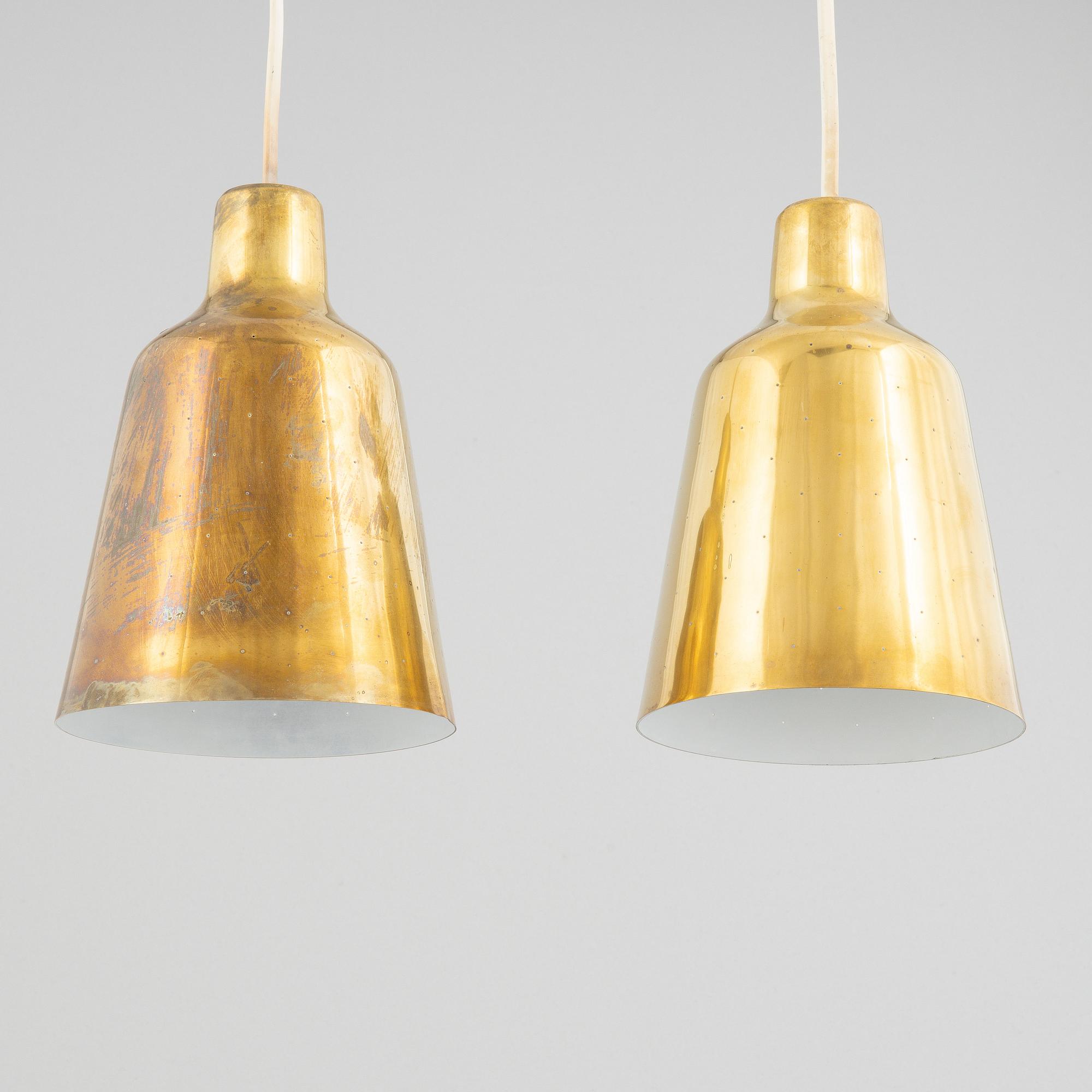 Hans Bergström, a pair of pendant lamps/shades, from model "40" ateljé Lyktan, Åhus, Sweden 1940-50s.