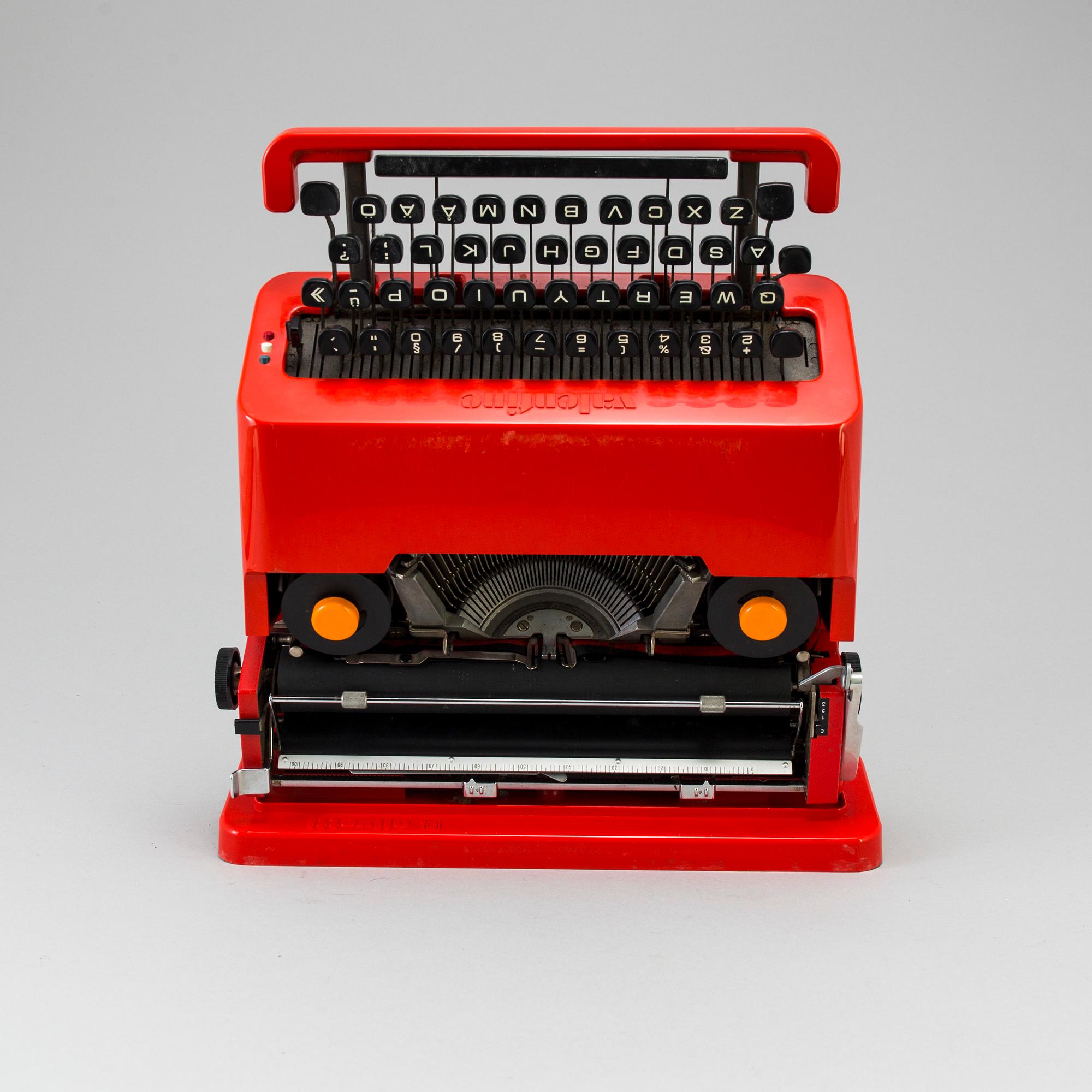 SKRIVMASKIN, "Valentine", Perry King samt Ettore Sottsass, Olivetti, formgiven 1968.